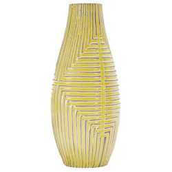 west elm Linework Teardrop Vase with Maze Pattern, Yellow